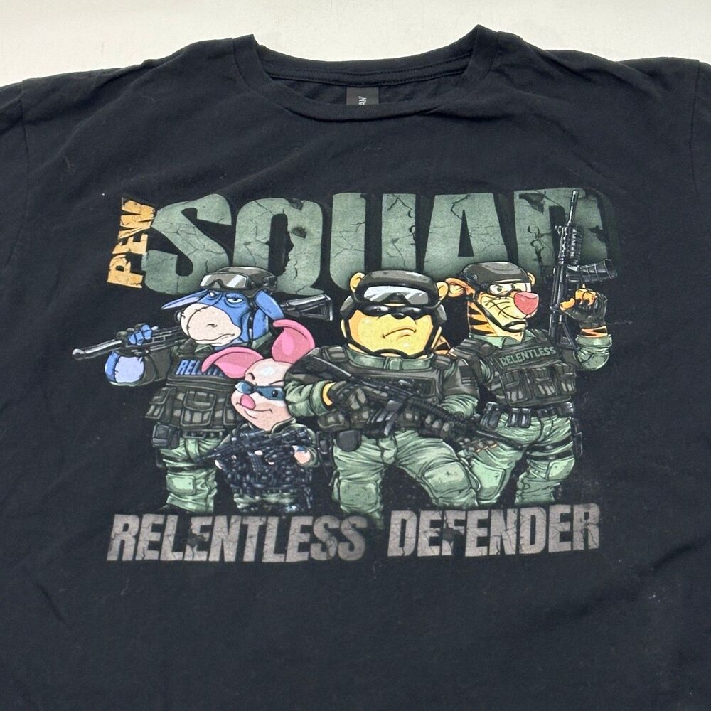 Relentless Defender Men's Pew Squad Graphic T-Shirt Black Size M